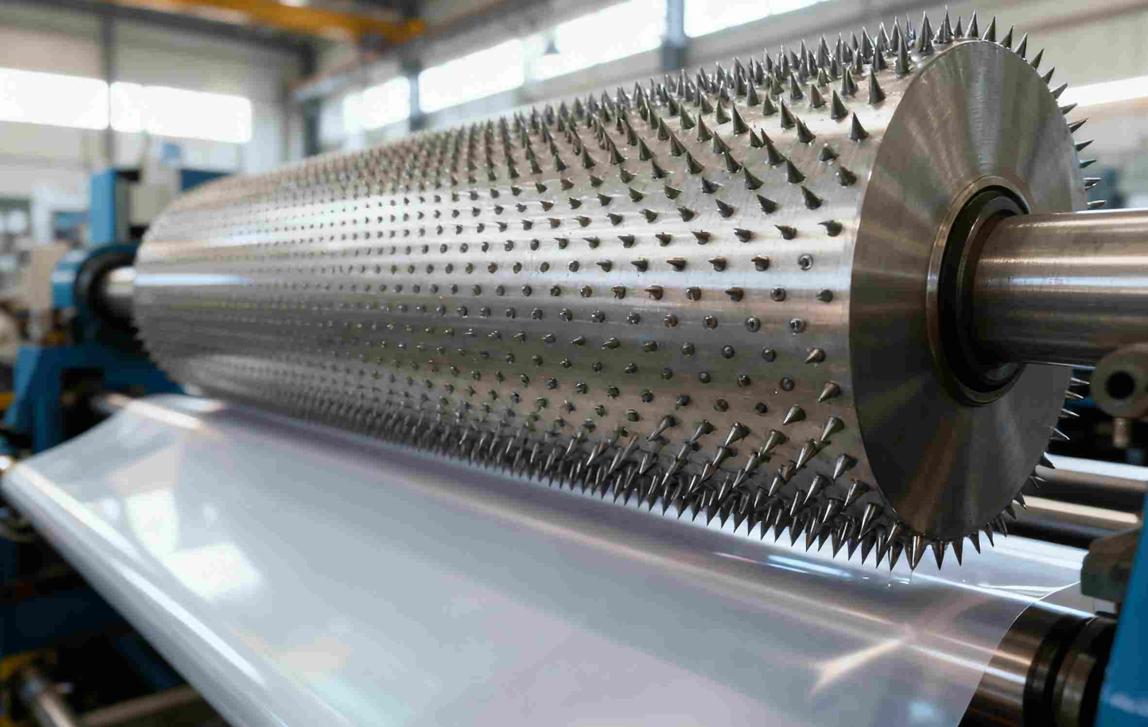 High-density industrial perforation needle roller for micro-perforating plastic film or non-woven fabrics